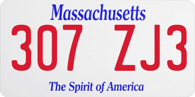 MA license plate 307ZJ3
