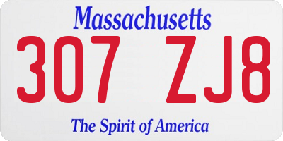 MA license plate 307ZJ8