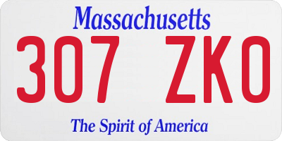 MA license plate 307ZK0