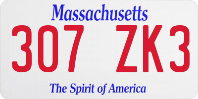 MA license plate 307ZK3