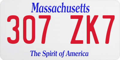 MA license plate 307ZK7