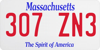 MA license plate 307ZN3