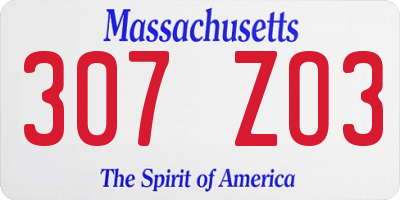 MA license plate 307ZO3