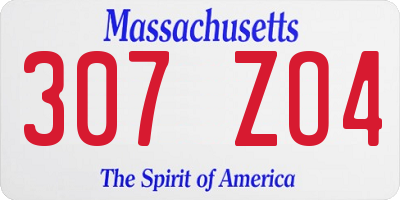 MA license plate 307ZO4