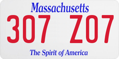 MA license plate 307ZO7
