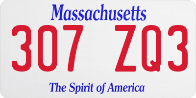MA license plate 307ZQ3