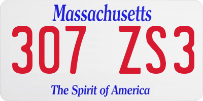 MA license plate 307ZS3