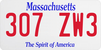 MA license plate 307ZW3