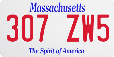 MA license plate 307ZW5