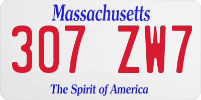 MA license plate 307ZW7