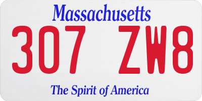MA license plate 307ZW8