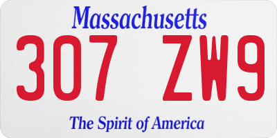 MA license plate 307ZW9