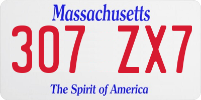 MA license plate 307ZX7