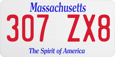MA license plate 307ZX8