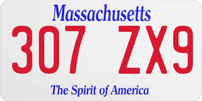 MA license plate 307ZX9