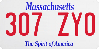 MA license plate 307ZY0