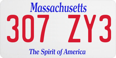 MA license plate 307ZY3