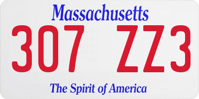 MA license plate 307ZZ3