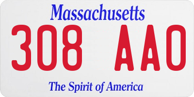 MA license plate 308AA0