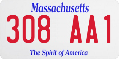 MA license plate 308AA1