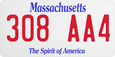 MA license plate 308AA4