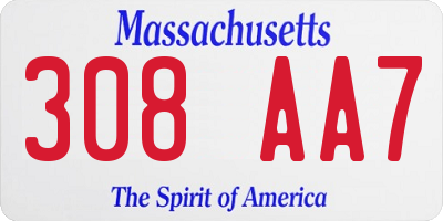 MA license plate 308AA7