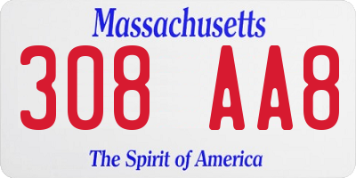 MA license plate 308AA8