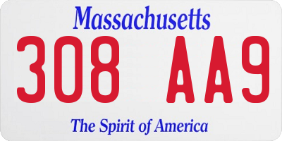 MA license plate 308AA9