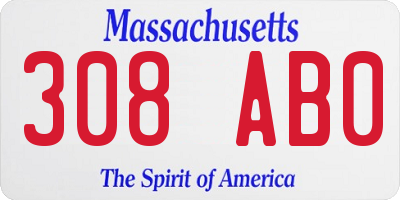 MA license plate 308AB0