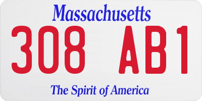 MA license plate 308AB1