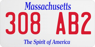 MA license plate 308AB2