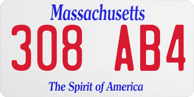 MA license plate 308AB4