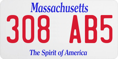 MA license plate 308AB5