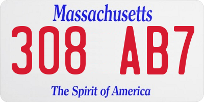 MA license plate 308AB7