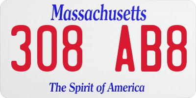 MA license plate 308AB8