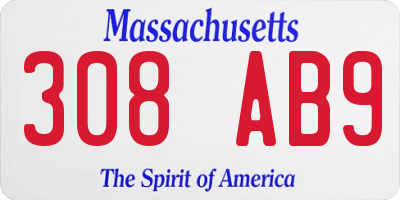 MA license plate 308AB9