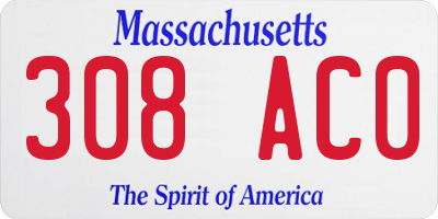 MA license plate 308AC0