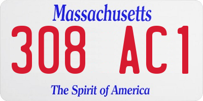 MA license plate 308AC1