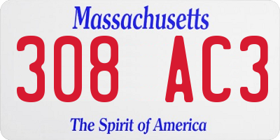 MA license plate 308AC3