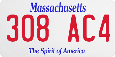 MA license plate 308AC4