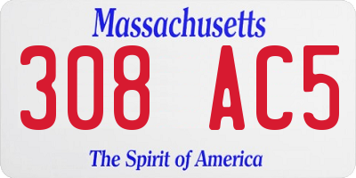 MA license plate 308AC5