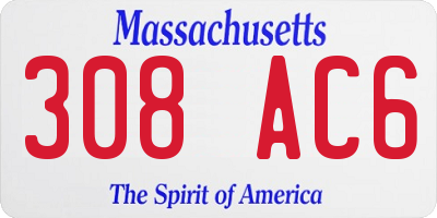MA license plate 308AC6