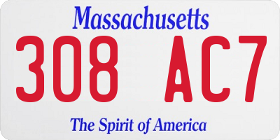 MA license plate 308AC7