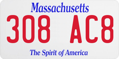 MA license plate 308AC8