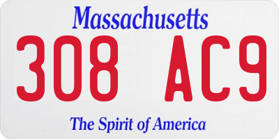 MA license plate 308AC9