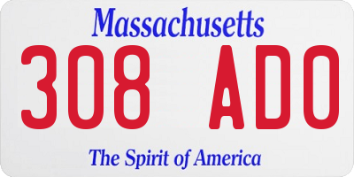 MA license plate 308AD0