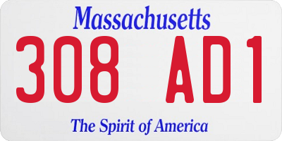 MA license plate 308AD1