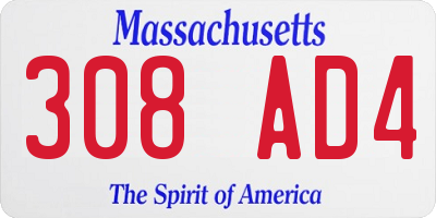 MA license plate 308AD4