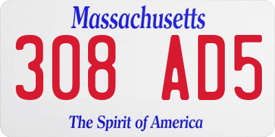 MA license plate 308AD5
