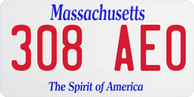 MA license plate 308AE0